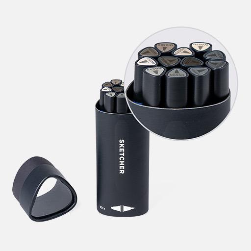 MOLOTOW Sketcher Twin Marker Grey Set 1 x 12