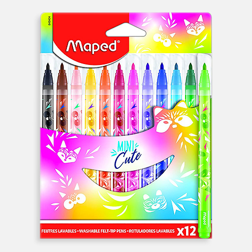 MAPED Mini Cute Washable Felt Tip Pen Set x 12