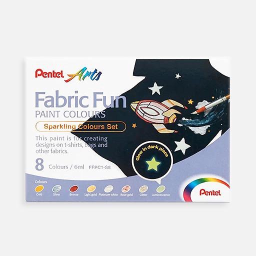 PENTEL Arts Fabric Fun Paint 6ml Sparking Set x 8