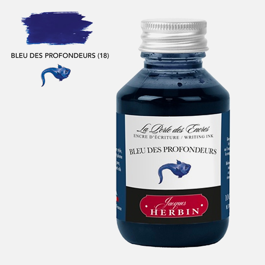 JACQUES HERBIN Fountain Pen Ink 100ml Bleu Des Profondeurs (Navy Blue)