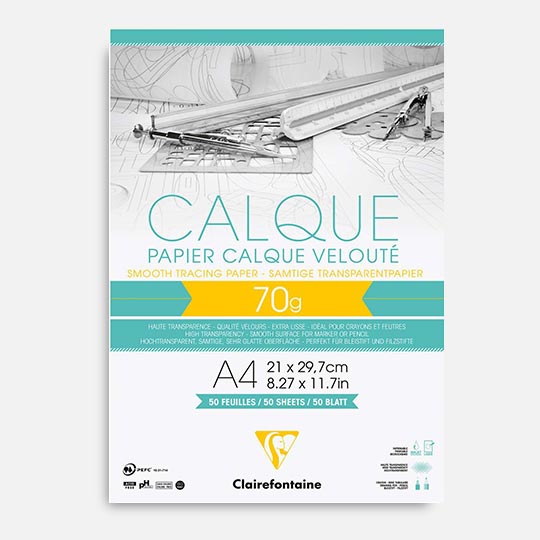 CLAIREFONTAINE Smooth Tracing Paper Pad 70gsm A4 x 50