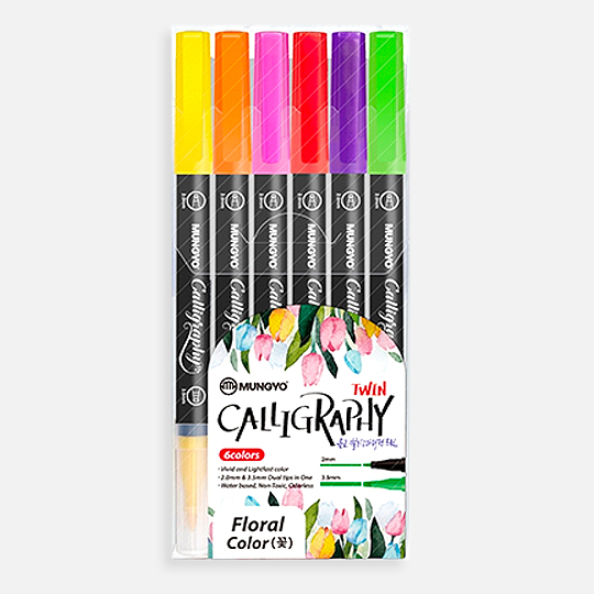 MUNGYO Calligraphy Twin Marker Basic Set x 6