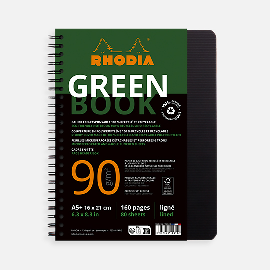 RHODIA Lined Green Book 90gsm A5+ x 80