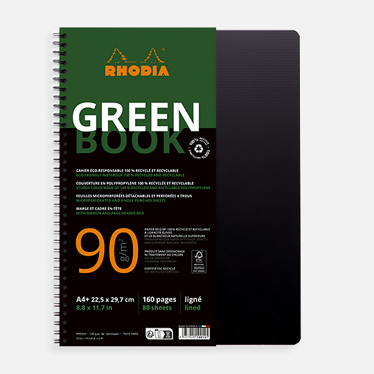 RHODIA Lined Green Book 90gsm A4+ x 80