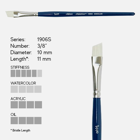 SILVER Bristlon Stiff Synthetic Angular Brush 3/8"