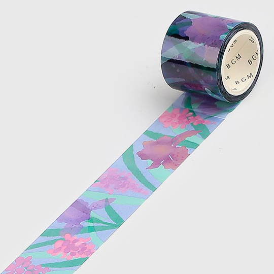 BGM Clear Washi Tape 30mm Iris Flower