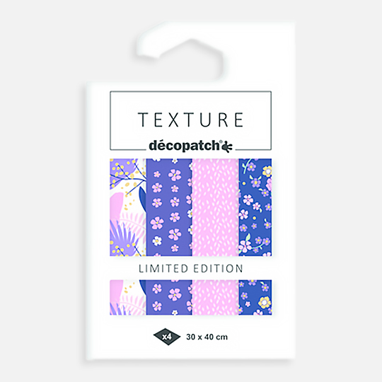 DECOPATCH Texture Foil Effect Paper 30cm x 40cm x 4 Flower Therapy