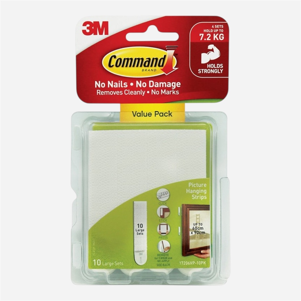 3M Command Picture Hanging Strip Large Value Pack x 10