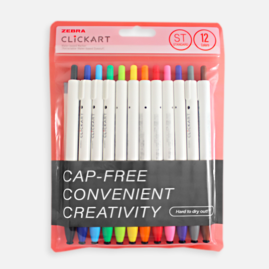 ZEBRA Clickart Retractable Marker Standard Set x 12