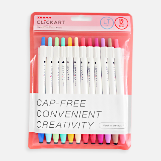 ZEBRA Clickart Retractable Marker Light Color Set x 12