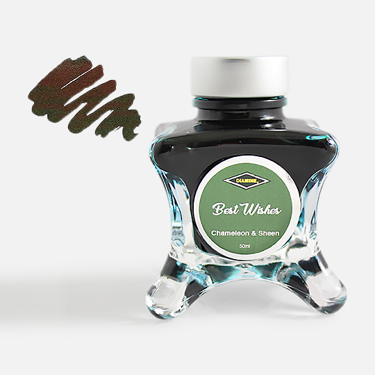 DIAMINE Inkvent Green Chameleon & Sheen Fountain Pen Ink 50ml Best Wishes