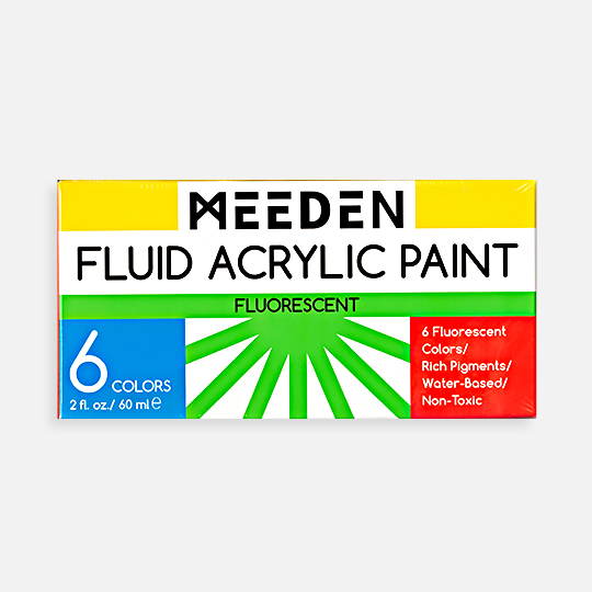 MEEDEN Fluid Acrylic Paint 60ml Fluorescent Set x 6