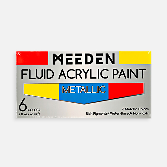 MEEDEN Fluid Acrylic Paint 60ml Metallic Set x 6