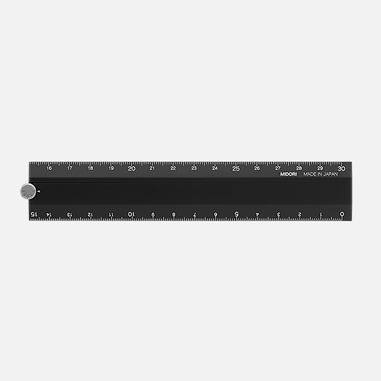 MIDORI Aluminum Multi Ruler 30cm Black