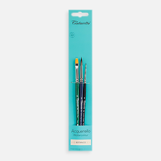 TINTORETTO 8107 Botanical Art Watercolor Brush Set x 3