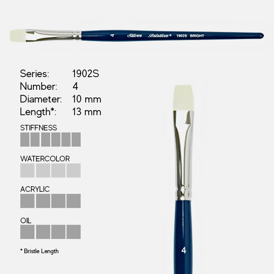 SILVER Bristlon Stiff Synthetic Bright Brush 4