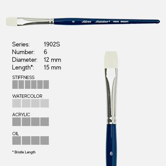SILVER Bristlon Stiff Synthetic Bright Brush 6