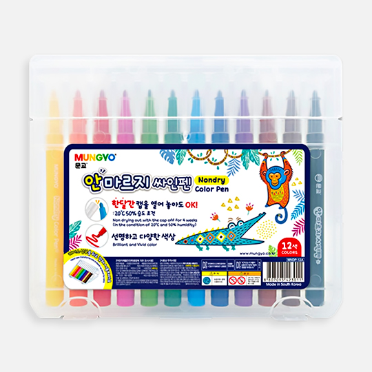 MUNGYO Non Dry Felt Tip Color Pen Set x 12