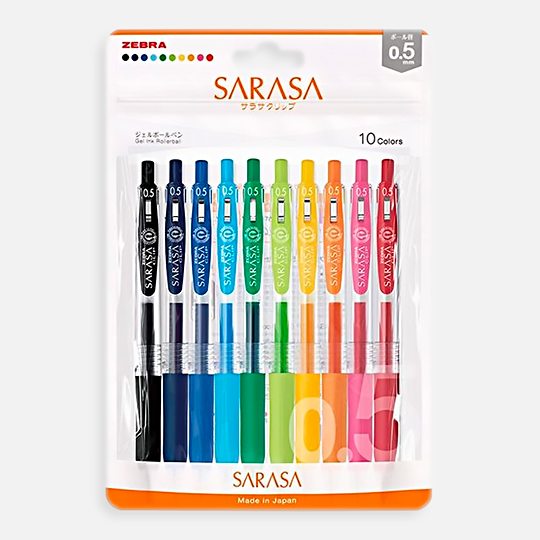 ZEBRA Sarasa Clip Roller Pen 0.5mm Set x 10