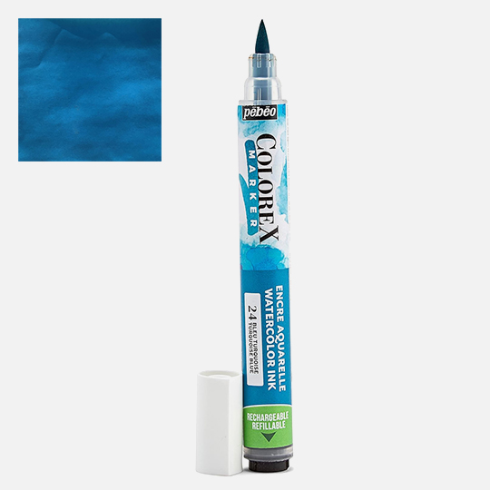 PEBEO Colorex Watercolor Brush Marker 1mm Turquoise Blue