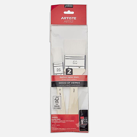 PEBEO White Taklon Spalter Flat Brush Set x 2