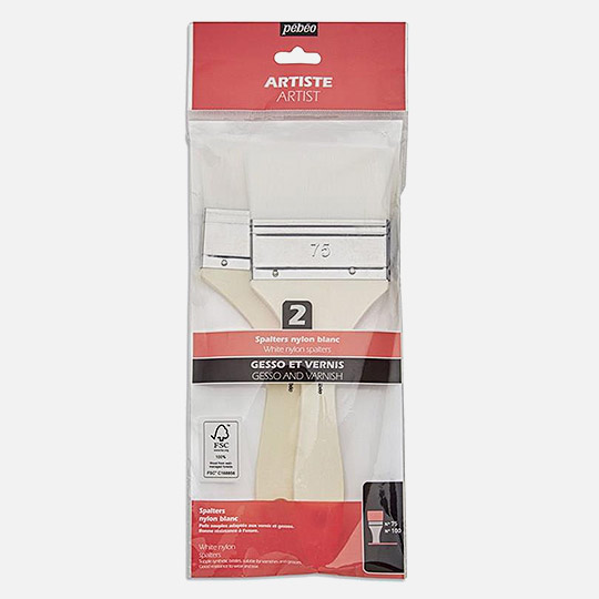PEBEO White Nylon Large Spalter Flat Brush Set x 2