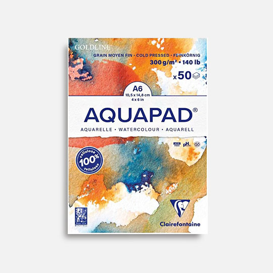 CLAIREFONTAINE Aquapad Watercolor Paper Pad 300gsm Cold Press A6 x 50