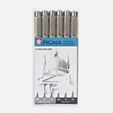 SAKURA Pigma Micron Pen Grey Tone Drawing Set x 6