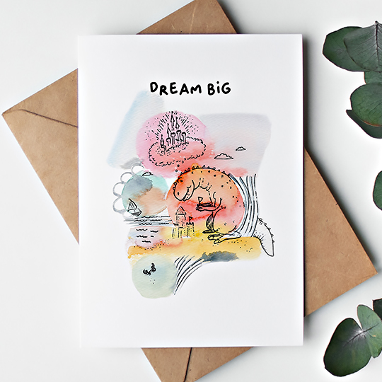CHEZHEMDI Dino Postcard - Dream Big A6