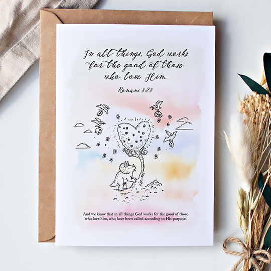 CHEZHEMDI Dino Postcard (The Promises Of God Collection) - In All Things A6