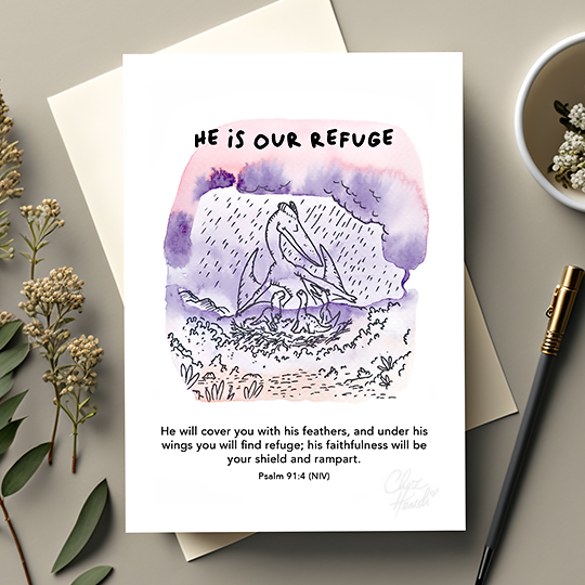 CHEZHEMDI Dino Postcard (The Promises Of God Collection) - He Is Our Refuge A6