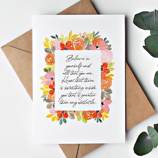 CHEZHEMDI Floral Postcard - Believe In Yourself A6