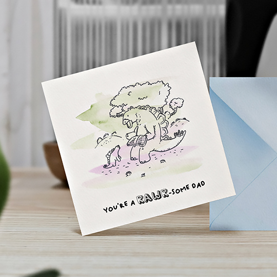 CHEZHEMDI Mum & Dads Greeting Card - Rawr-Some Dad In Purple