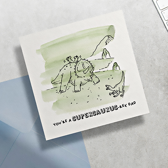 CHEZHEMDI Mum & Dads Greeting Card - Supersaurus Dad In Green