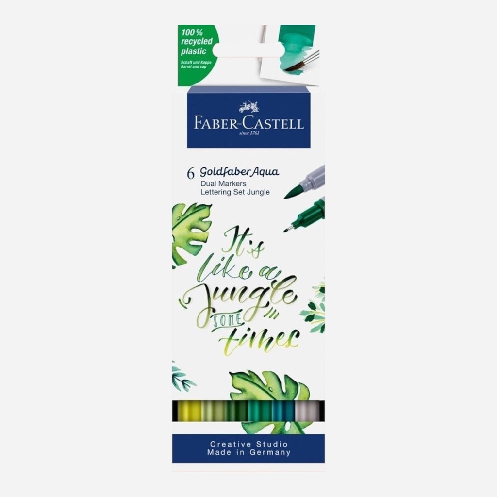 FABER-CASTELL Goldfaber Aqua Dual Marker Jungle Lettering Set x 6