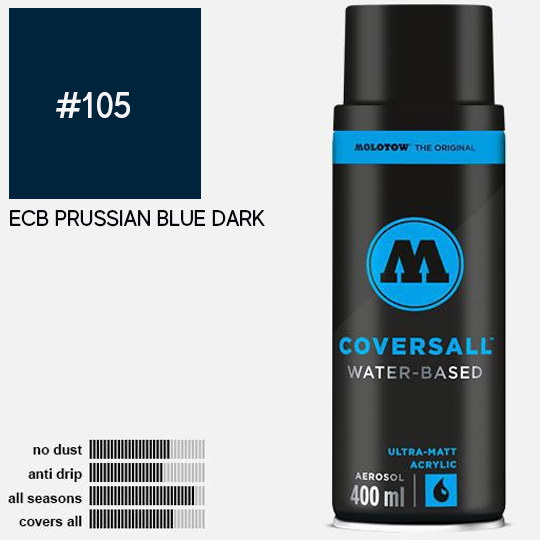 MOLOTOW Coversall Water-Based Spray Paint 400ml ECB Prussian Blue Dark
