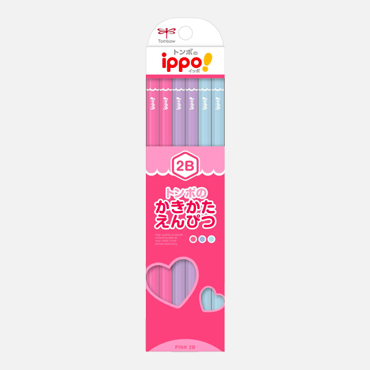 TOMBOW Ippo Kaki-Kata Plain Pink Graphite Pencil 2B x 12