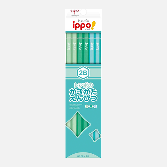 TOMBOW Ippo Kaki-Kata Pencil Plain Green Graphite Pencil 2B x 12
