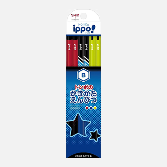 TOMBOW Ippo Kaki-Kata Print Boys Graphite Pencil 2B x 12