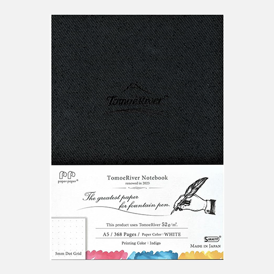 TOMOE RIVER White Paper Notebook 52gsm Dot A5 x 184