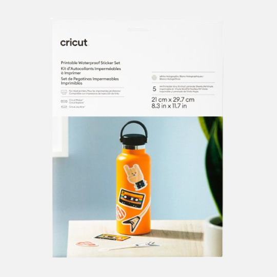 CRICUT Joy Xtra Printable Waterproof Holographic Sticker White Set A4 x 5