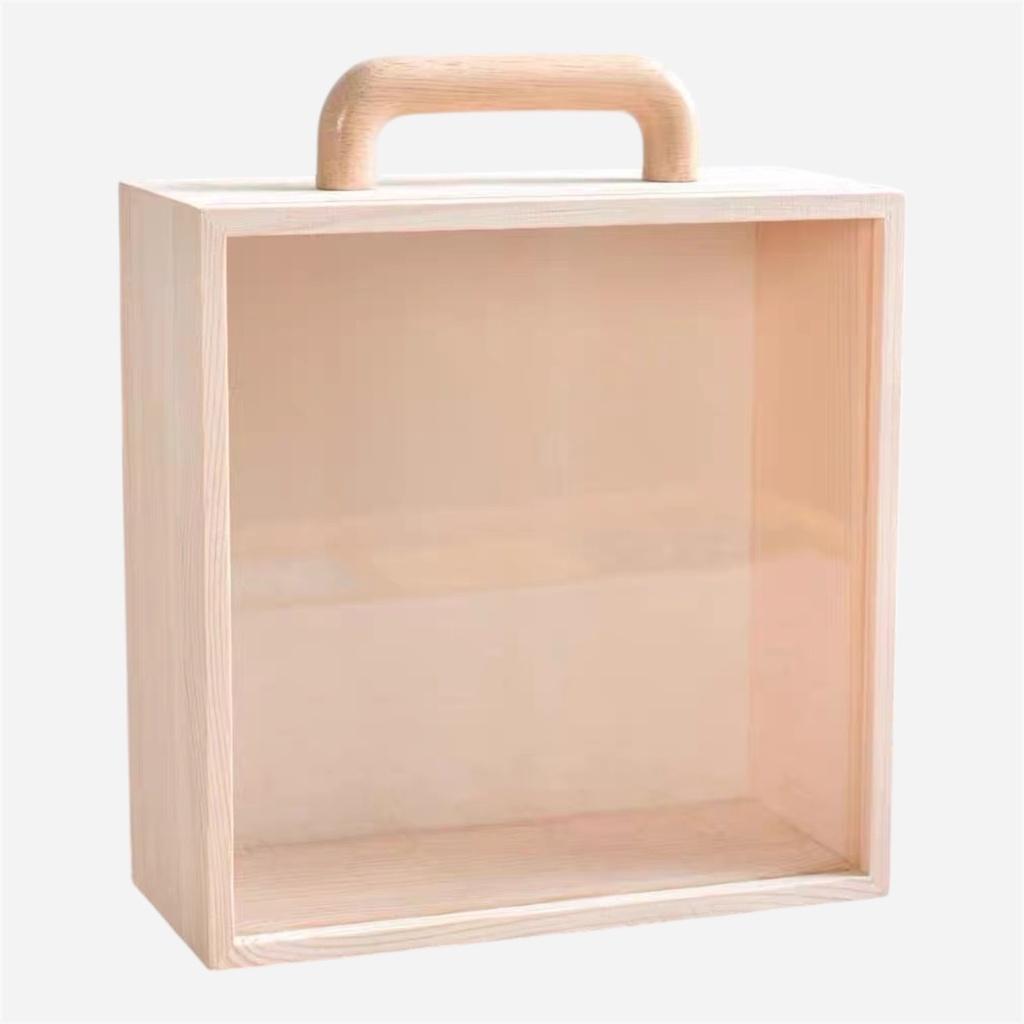 OVJ Diorama Pine Wood Box With Slide Cover 8cm x 20cm x 20cm