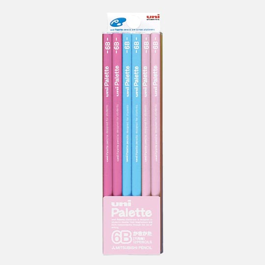 MITSUBISHI Uni Pastel Pink Graphite Pencil 6B x 12