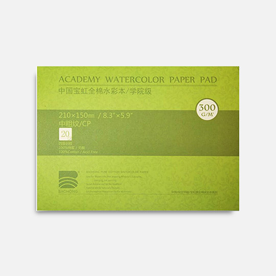 BAOHONG Academy 100% Cotton Watercolor Paper Pad Cold Press 300gsm 31cm x 41cm x 20