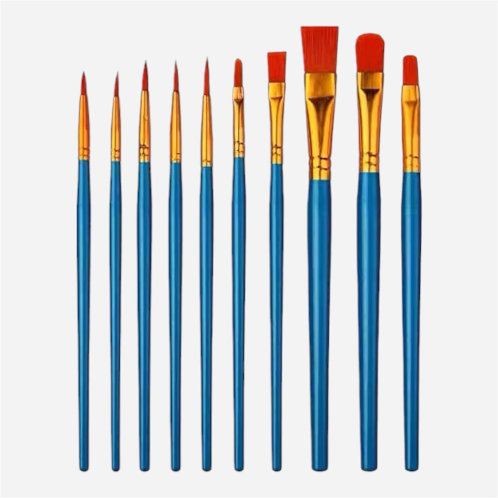 OVJ Golden Taklon Rounds & Flats Brush Set x 10