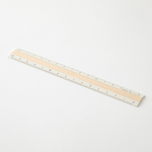 MIDORI Aluminum & Wood Ruler 15cm Ivory