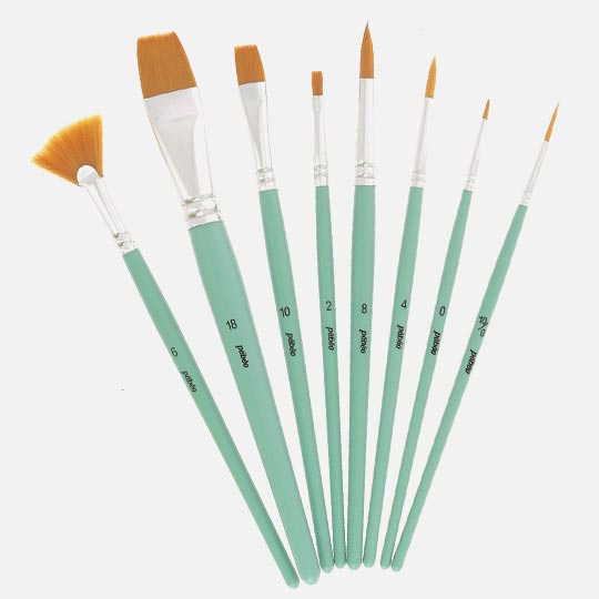 PEBEO Yellow Polyamide Brush Fan, Flat & Round Set x 8