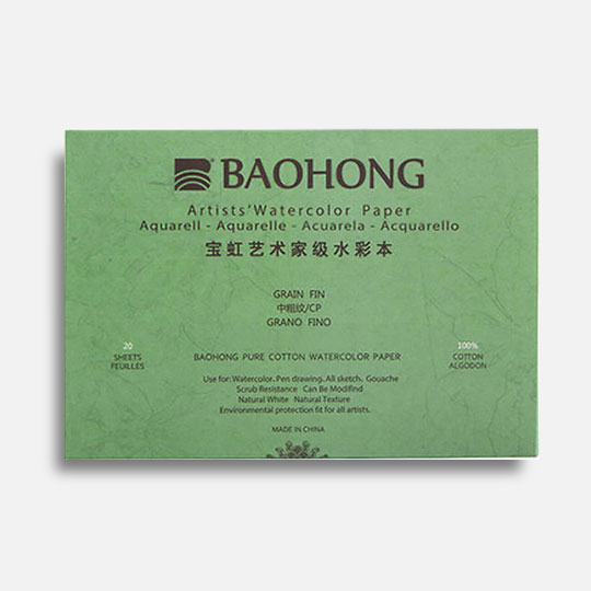 BAOHONG Artist 100% Cotton Watercolor Paper Pad Cold Press 300gsm 23cm x 31cm x 20