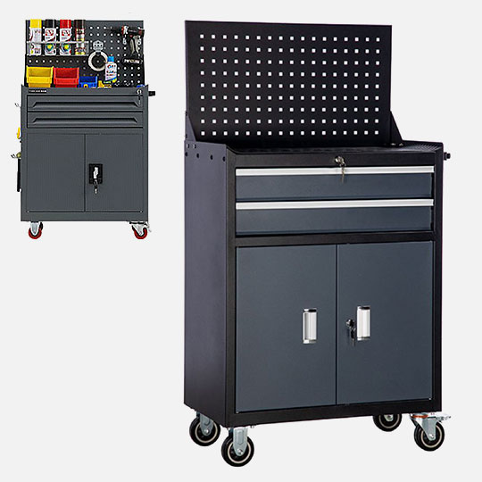 OVJ Makerspace Mobile Metal Workstation 40cm x 67cm x 1.22m Space Grey (Installation Not Included)