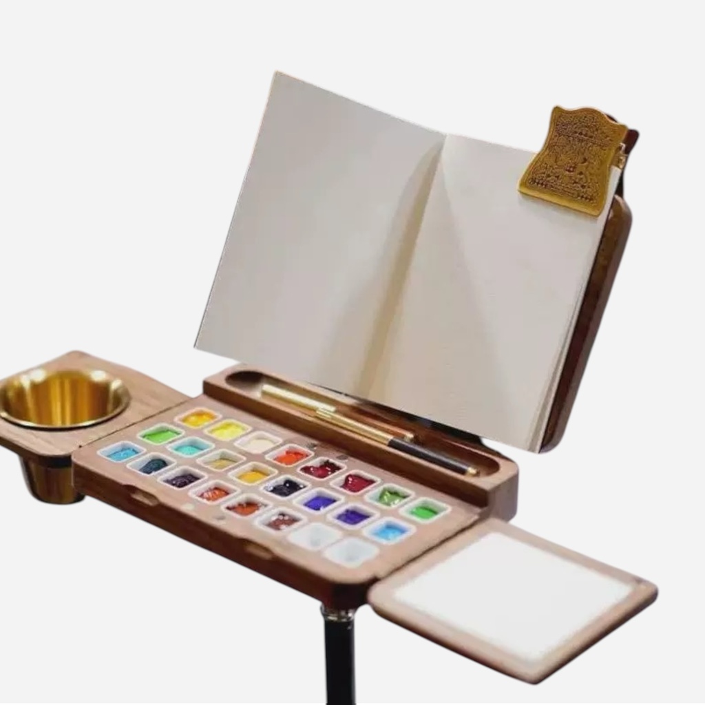 OVJ Walnut Folding Palette Box 24-Pan (Tripod Included)